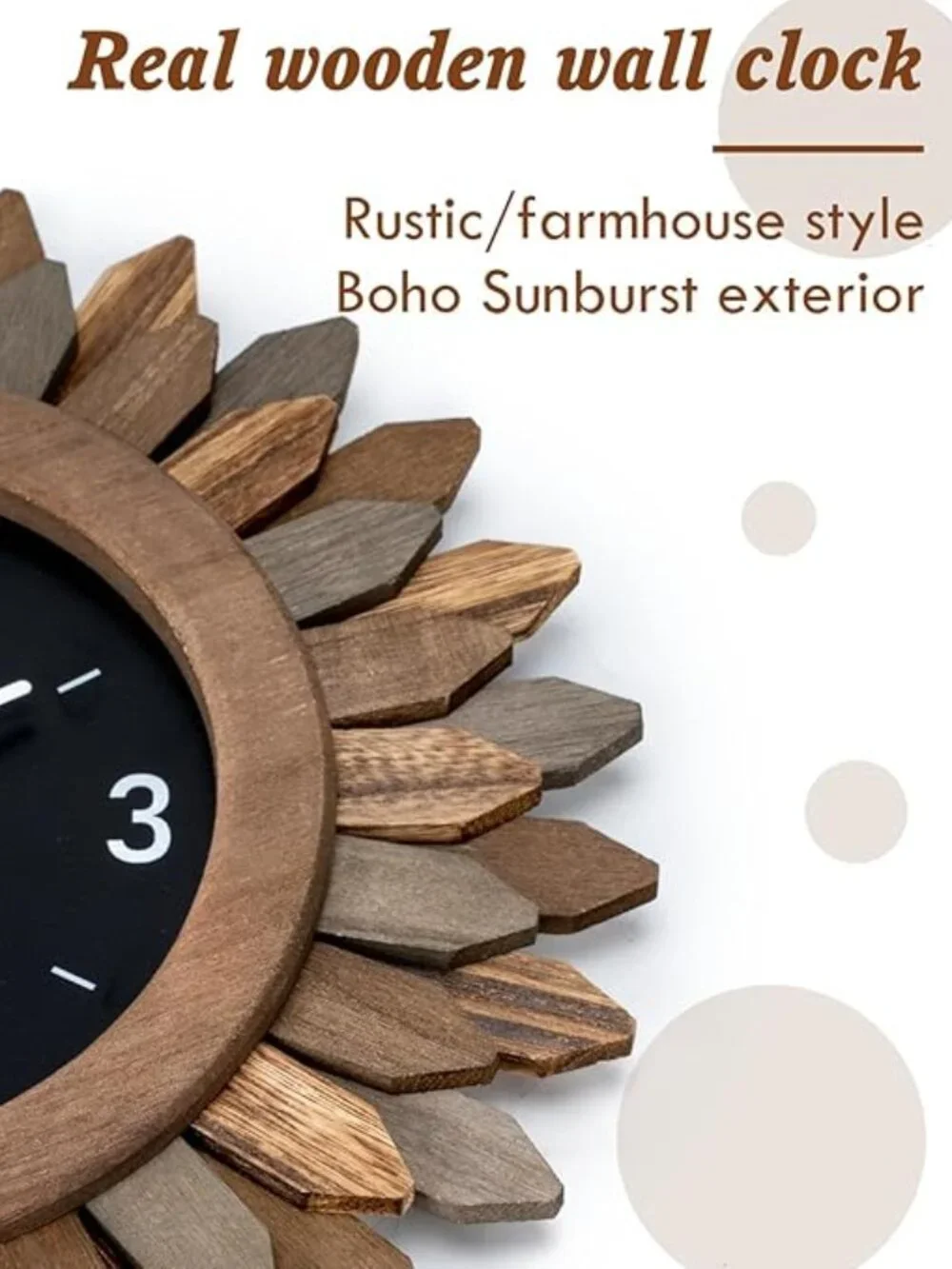 Tricolor Rustic Wood Sunburst Boho 12